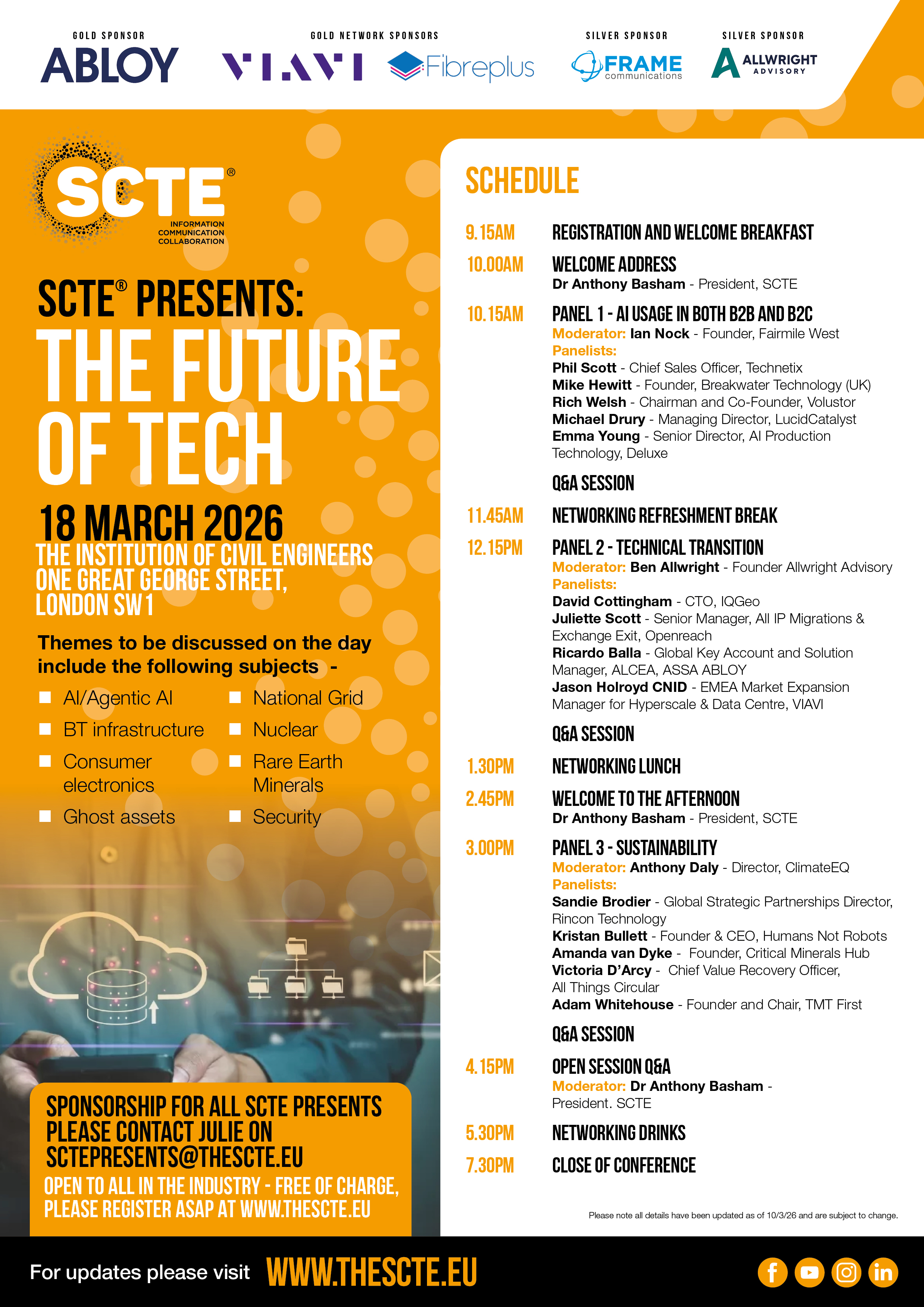 Schedule of The Future of Tech broadband event