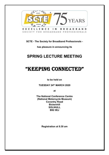 Spring Lecture meeting agenda and booking form